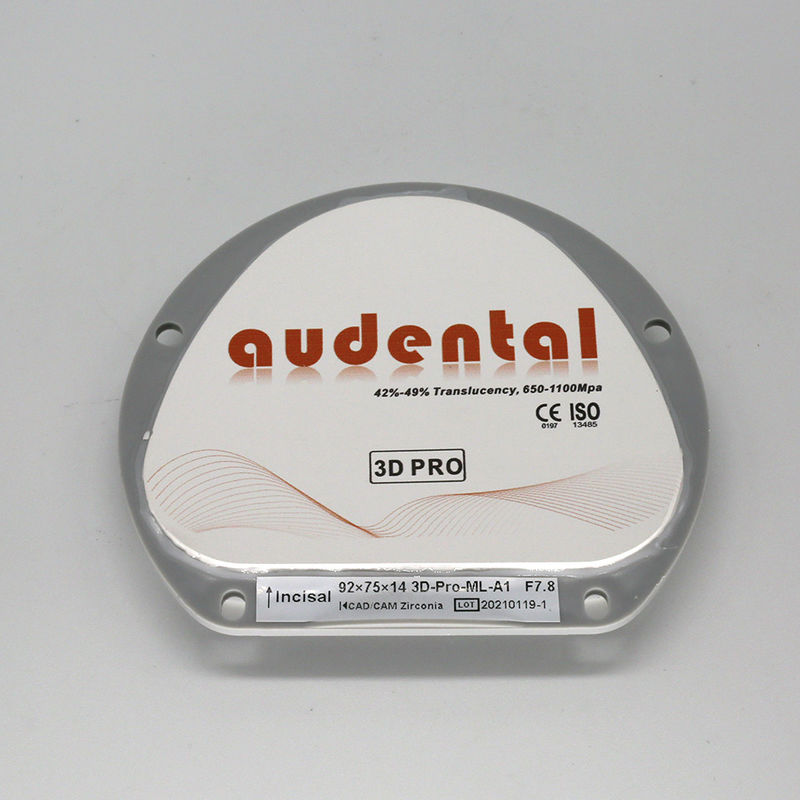3D Pro Zirconia Dental Putih CAD CAM Blok 98/95/92mm Sistem Terbuka CE
