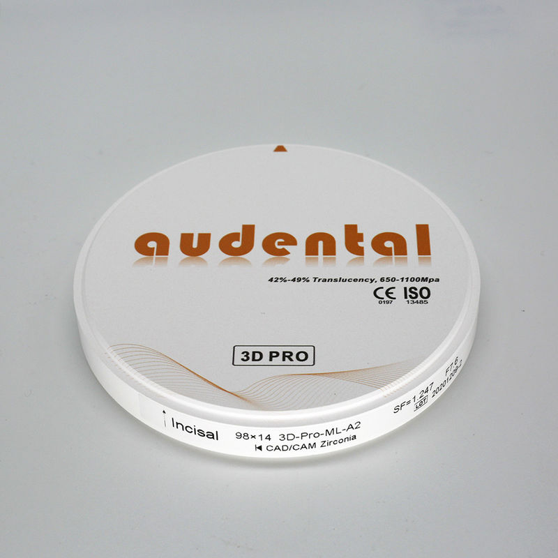 Kekuatan Dental Zirconia Block In Vita16 Bleach4 Shades Permukaan halus Multilayer Keuntungan