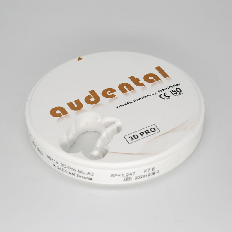650-1100Mpa Dental Zirconia Block Vita16 Bleach4 Warna OEM/ODM Tersedia