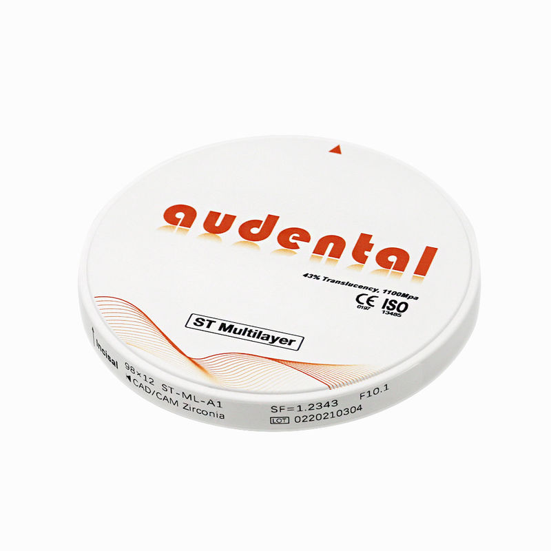 Permukaan halus Vita 16 Round Disc ST-Plus Multilayer Zirconia Block 900Mpa Kekuatan lentur 46% Translucence