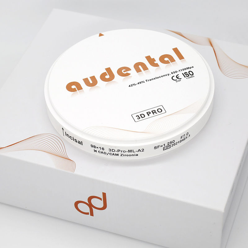 3D Pro Multilayer Dental Lab Dental Zirconia Block dengan High Flexural Strength Translucency Audental