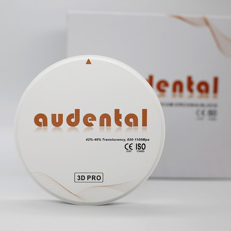 Audental 3d Pro Zirconia Block 1200Mpa 98mm Sistem CAD CAM Bahan Lab Gigi 10-30mm untuk Mahkota Dalam