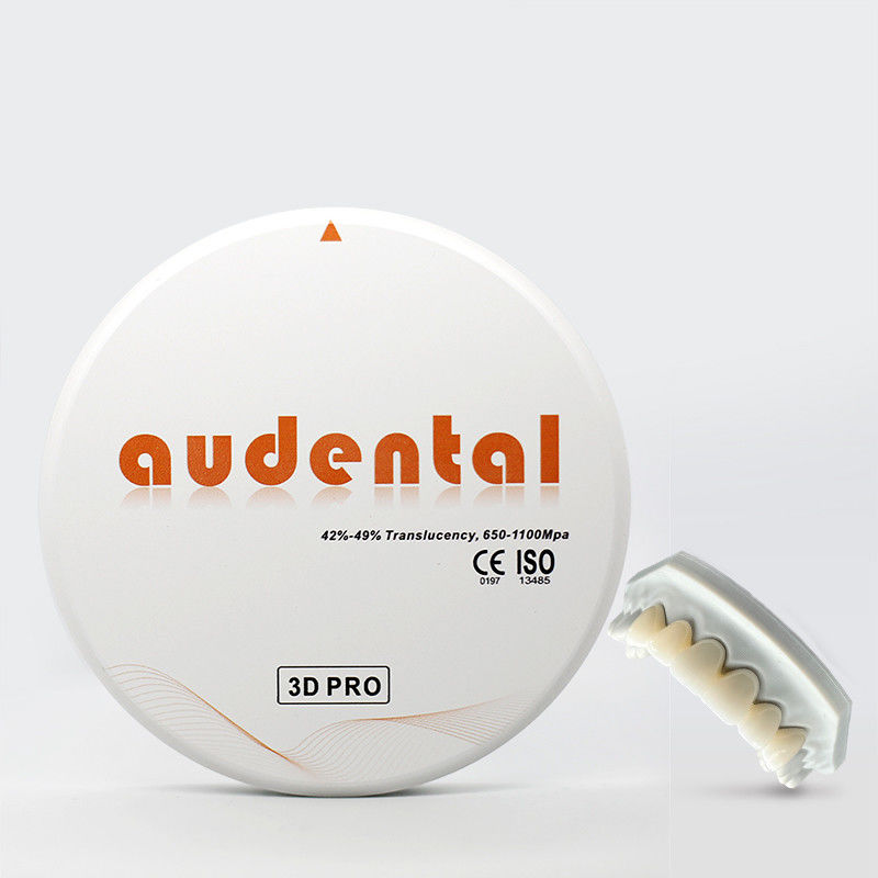 Audental Dental Lab Tinggi Translucent Zirconia Blanks 98mm Zirconia Blok untuk CAD / CAM Machining 3D Pro