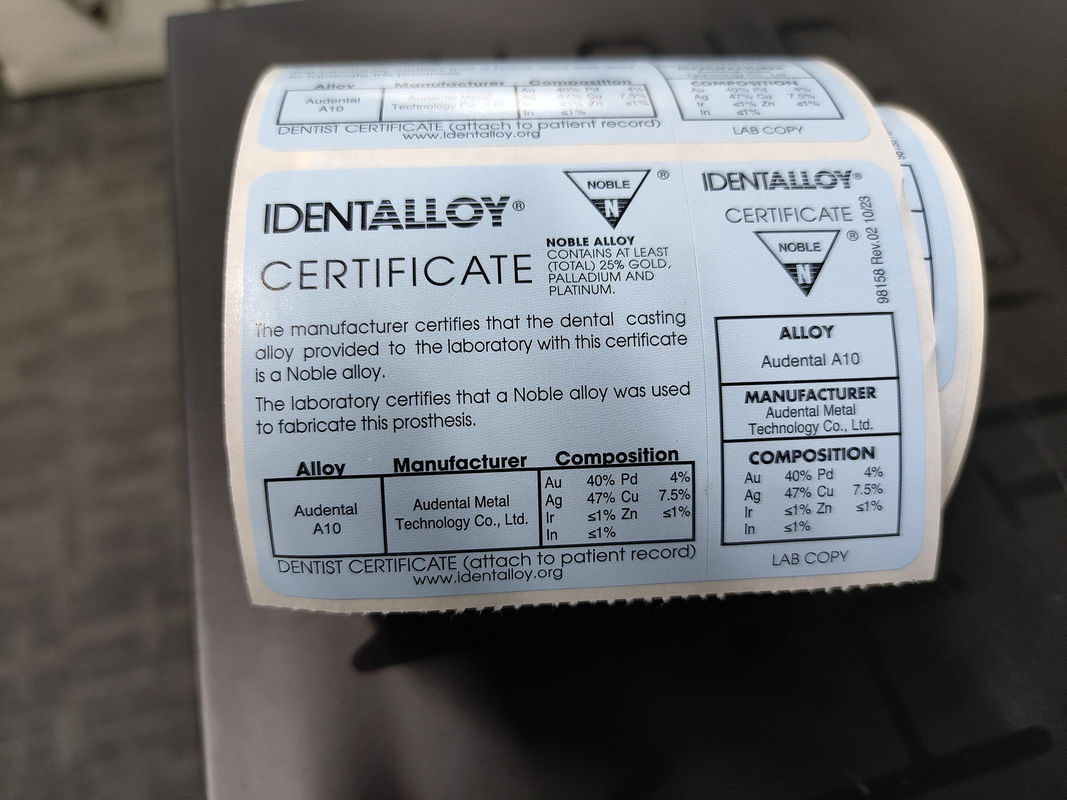 Audental A10 Alloy Logam Mulia Kuning Au40% Untuk Restorasi Mahkota Dan Jembatan
