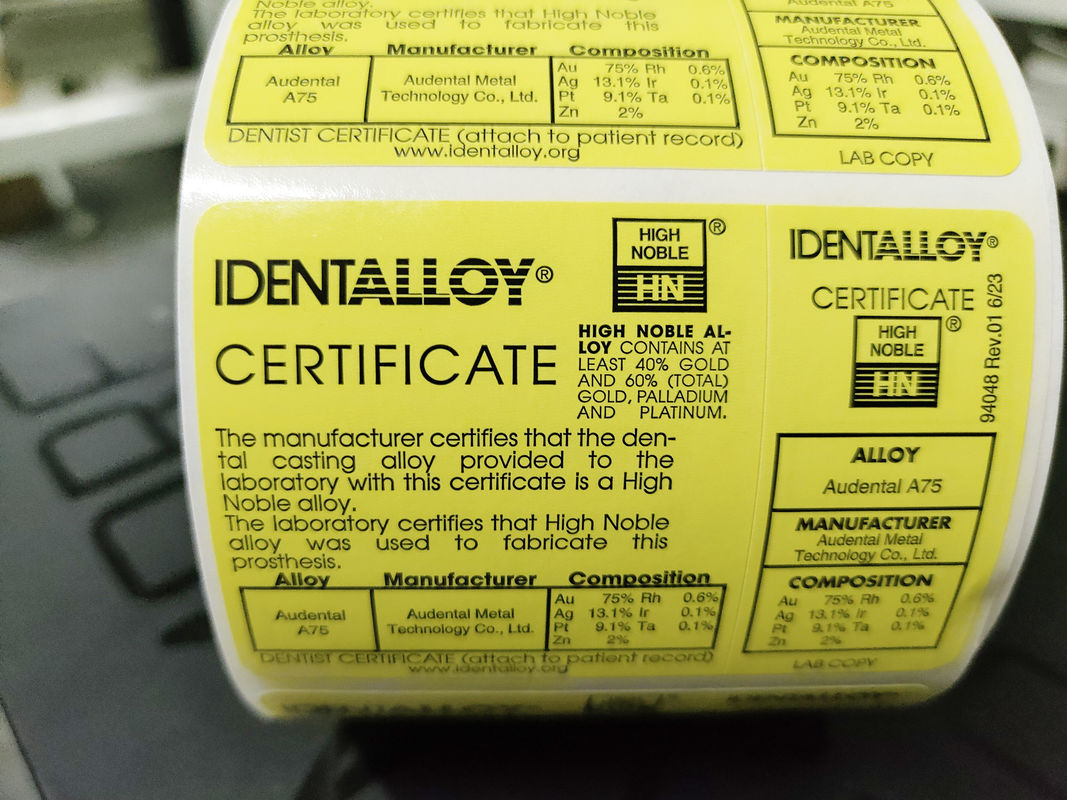 Audental A75 Noble Alloy HIGH NOBL Kuning Au75% untuk Restorasi Mahkota Jembatan