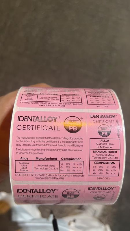 Audental Ultra SLM Powder CoCrMo Material untuk CE FDA IdentAlloy Sertifikasi Dental 3D Metal Printing