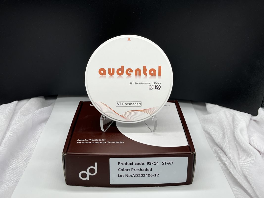 Audental Zirconia Blok-Densitas Tinggi dengan 43% Translucence untuk restorasi terlihat alami