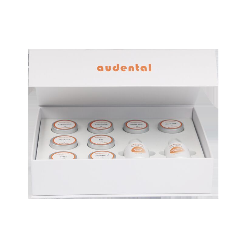 Peralatan Laboratorium Gigi dengan set pasta pewarna dan glasir yang mendukung alur kerja dan penyelesaian estetik yang presisi untuk zirconia kontur penuh