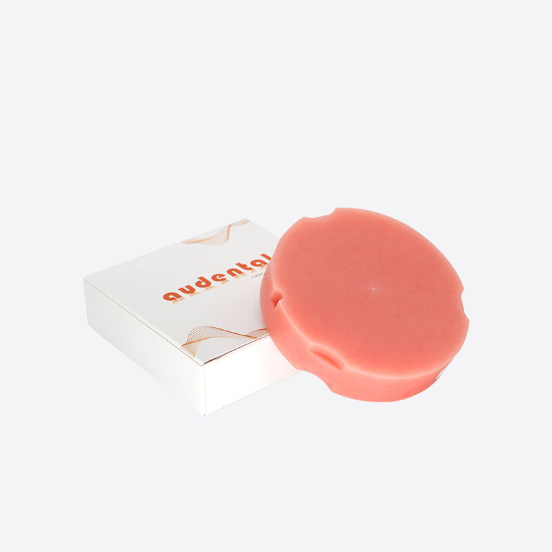Bahan Penggilingan Lab Gigi Pink-A2 Blok PMMA untuk Gigi Tiruan Lengkap Ukuran dan Bentuk 98mm/95mm