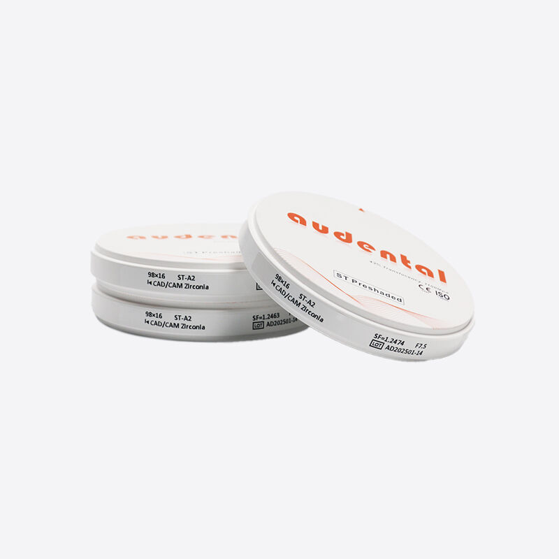 Pre Shaded Zirconia Block memberikan keakuratan bayangan alami dan translucence tinggi cocok untuk crowns jembatan dan veneers