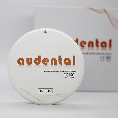 Audental 3d Pro Zirconia Block 1200Mpa 98mm Sistem CAD CAM Bahan Lab Gigi 10-30mm untuk Mahkota Dalam
