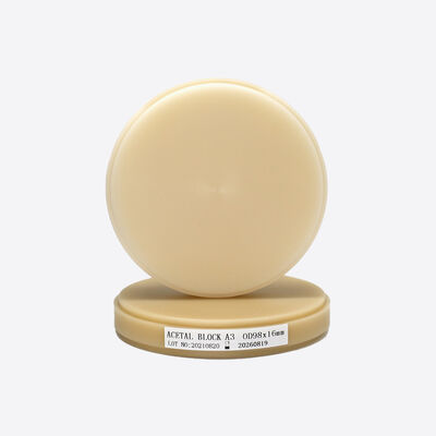 Bahan Penggilingan Lab Gigi Pink-A2 Blok PMMA untuk Gigi Tiruan Lengkap Ukuran dan Bentuk 98mm/95mm